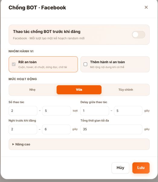 Chống bot và tốc độ tự nhiên